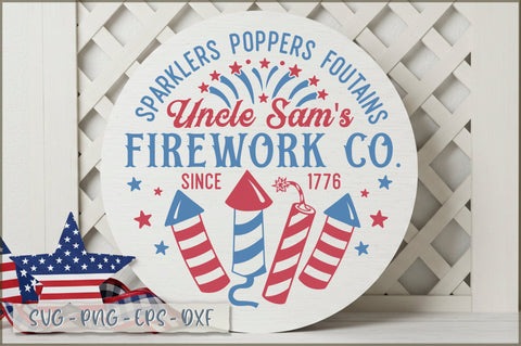 Sparklers poppers foutains uncle sam's firework co. since 1776 Sign SVG Shetara Begum 