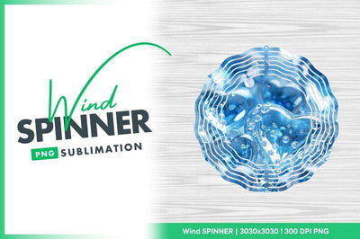 Sparkling blue heart jewels wind spinner round Sublimation Regulrcrative 