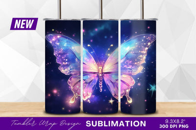 Sparkling butterfly with cosmic dust tumbler png Sublimation Regulrcrative 