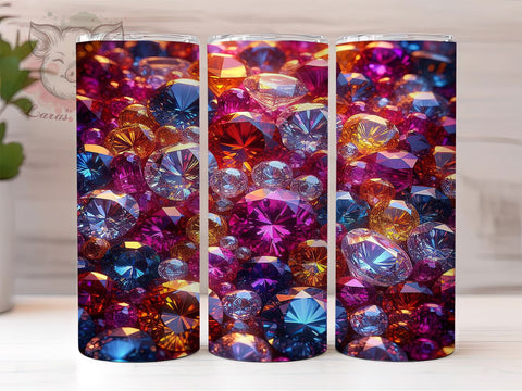Sparkling Diamond Valentine Tumbler, Precious Stones, Valentine's Day, Seamless Wrap, Sublimation Art, 20oz Tumbler, Luxury Design Sublimation Lara' s Designs 