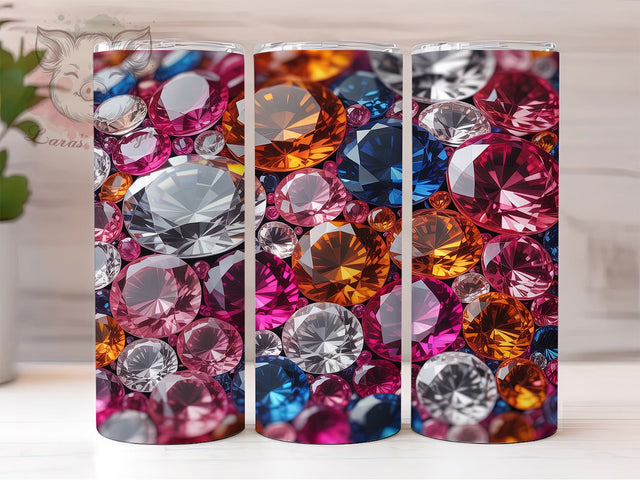 Sparkling Diamond Valentine Tumbler, Precious Stones, Valentine's Day, Seamless Wrap, Sublimation Art, 20oz Tumbler, Luxury Design Sublimation Lara' s Designs 