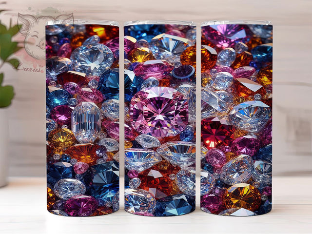 Sparkling Diamond Valentine Tumbler, Precious Stones, Valentine's Day, Seamless Wrap, Sublimation Art, 20oz Tumbler, Luxury Design Sublimation Lara' s Designs 