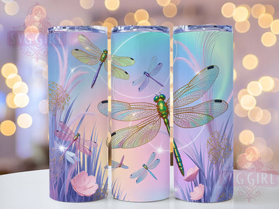 Sparkling Dragonfly Nature Tumbler, Glitter Effect, Nature Theme, Sparkling Design, Elegant Insects, 20Oz Tumbler, Sublimation Wrap Sublimation SvggirlplusArt 