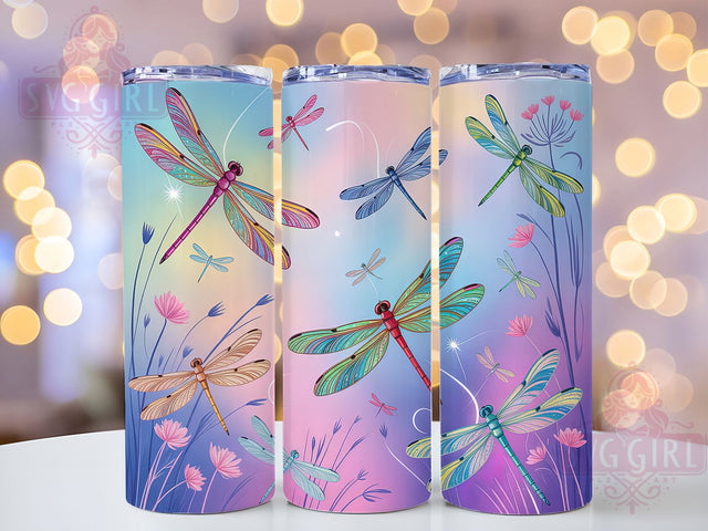 Sparkling Dragonfly Nature Tumbler, Glitter Effect, Nature Theme, Sparkling Design, Elegant Insects, 20Oz Tumbler, Sublimation Wrap Sublimation SvggirlplusArt 