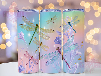 Sparkling Dragonfly Nature Tumbler, Glitter Effect, Nature Theme, Sparkling Design, Elegant Insects, 20Oz Tumbler, Sublimation Wrap Sublimation SvggirlplusArt 