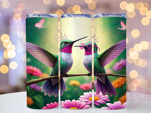 Sparkling Floral Hummingbird Tumbler Wrap, Hummingbird Tumbler, Floral Design, 20oz Wrap, Sublimation Design, Sparkling Drinkware, Nature Lover Gift, Garden Cup Sublimation SvggirlplusArt 