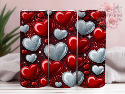 Sparkling Glitter Heart Valentine Tumbler, Sparkling Love Pattern, Romantic Shine Design, 20Oz Sublimation Wrap, Elegant Valentine Art, Shiny Heart Texture, Tumbler Sublimation Sublimation Li Zamperini 