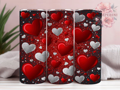 Sparkling Glitter Heart Valentine Tumbler, Sparkling Love Pattern, Romantic Shine Design, 20Oz Sublimation Wrap, Elegant Valentine Art, Shiny Heart Texture, Tumbler Sublimation Sublimation Li Zamperini 