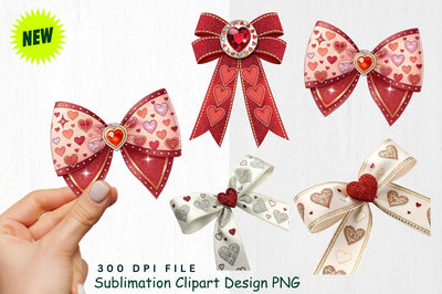Sparkling Love Bow with Hearts Clipart Sublimation Regulrcrative 