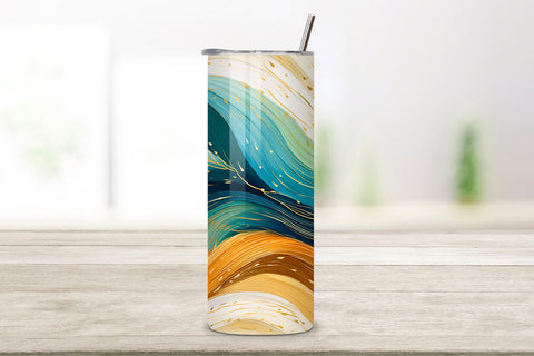 Sparkling Orange glitter Ombre Tumbler Wrap, teal PNG Sublimation FloridPrintables 