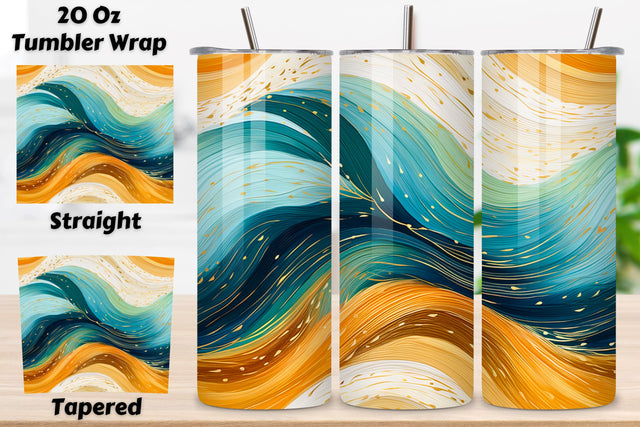 Sparkling Orange glitter Ombre Tumbler Wrap, teal PNG Sublimation FloridPrintables 