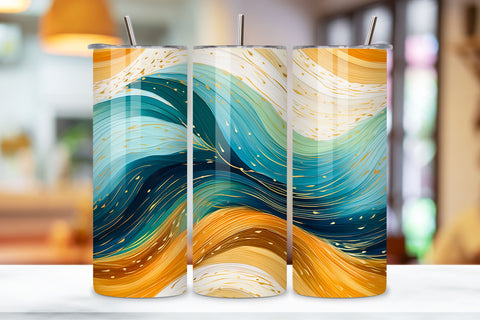 Sparkling Orange glitter Ombre Tumbler Wrap, teal PNG Sublimation FloridPrintables 