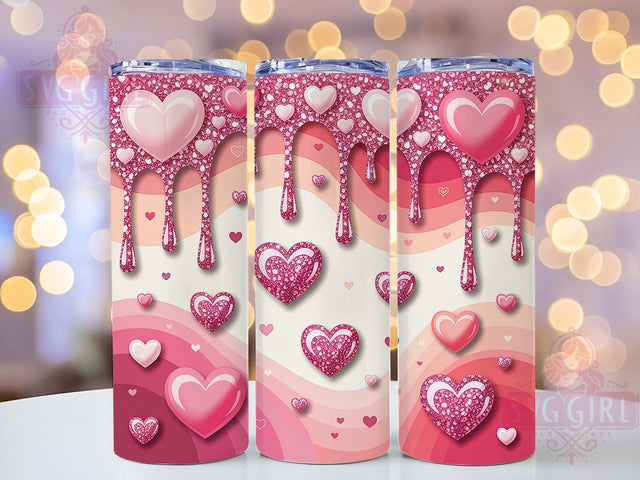 Sparkling Pink Hearts Tumbler, Sparkling Heart Wrap, Romantic Glitter Cup, 20oz Sublimation Wrap, Stylish Valentine Design Tumbler, Artistic Pink Glitter Cup, Glamorous Love Theme Wrap Sublimation SvggirlplusArt 