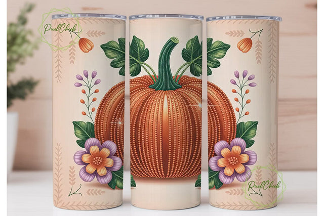 Sparkling Pumpkin 20oz Tumbler Wrap Sublimation PixelChick 
