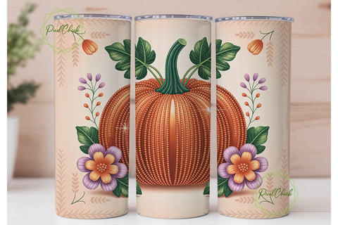 Sparkling Pumpkin 20oz Tumbler Wrap Sublimation PixelChick 