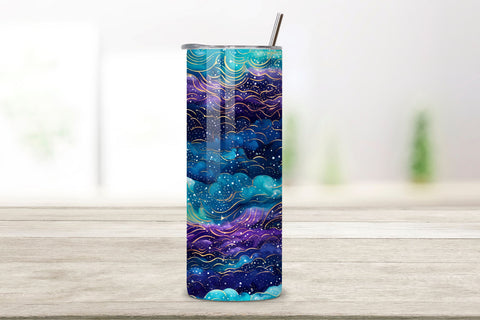 Sparkling Purple glitter Ombre Tumbler Wrap, teal PNG Sublimation FloridPrintables 