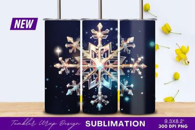 Sparkling Snowflake Decoration For Tumbler Png Design Sublimation Regulrcrative 