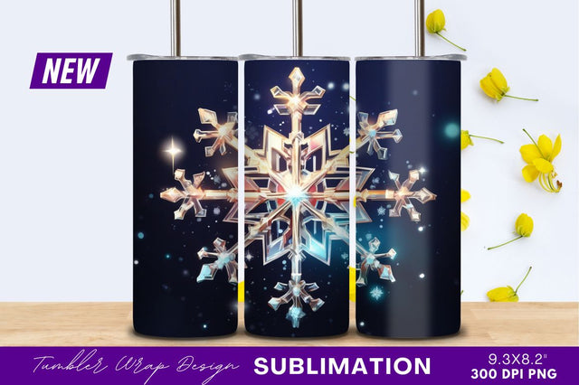 Sparkling Snowflake Decoration For Tumbler Png Design Sublimation Regulrcrative 