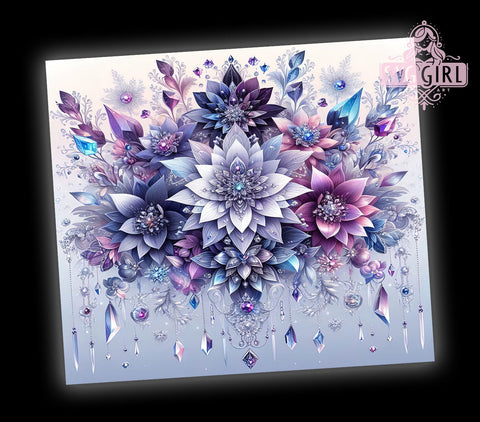 Sparkling Snowflakes, Winter Wonderland, Purple Blue Flowers, Christmas Tumbler, 20oz Tumbler Wrap, Sublimation Design, Holiday Drinkware Sublimation SvggirlplusArt 