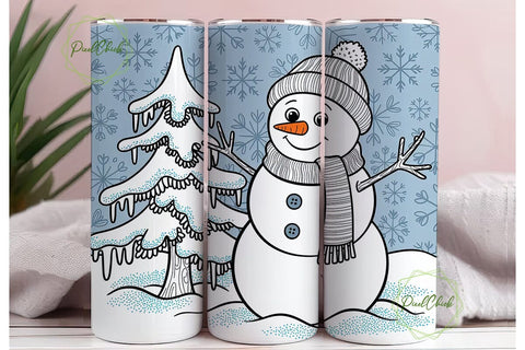 Sparkling Snowman Christmas 20oz Tumbler Sublimation PixelChick 