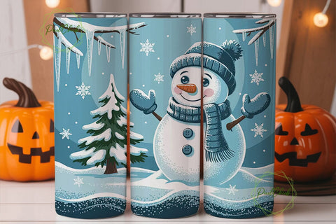 Sparkling Snowman Christmas 20oz Tumbler Sublimation PixelChick 