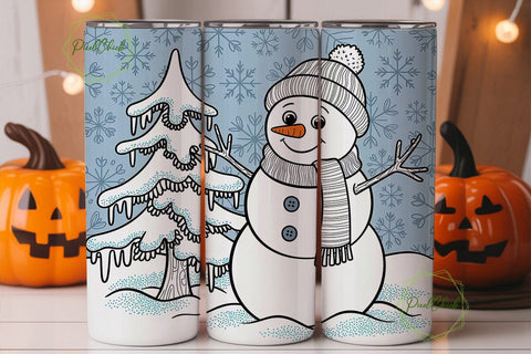 Sparkling Snowman Christmas 20oz Tumbler Sublimation PixelChick 