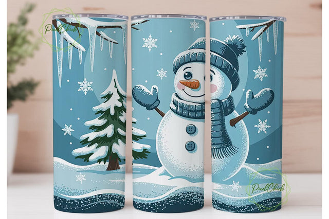 Sparkling Snowman Christmas 20oz Tumbler Sublimation PixelChick 