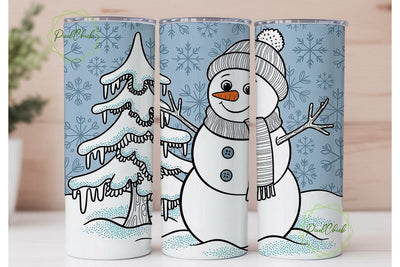 Sparkling Snowman Christmas 20oz Tumbler Sublimation PixelChick 