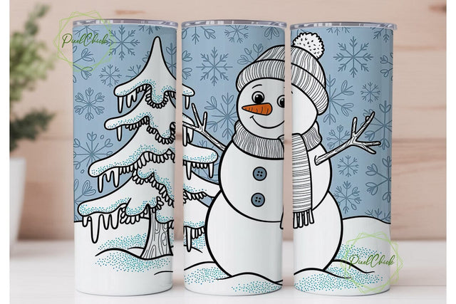 Sparkling Snowman Christmas 20oz Tumbler Sublimation PixelChick 