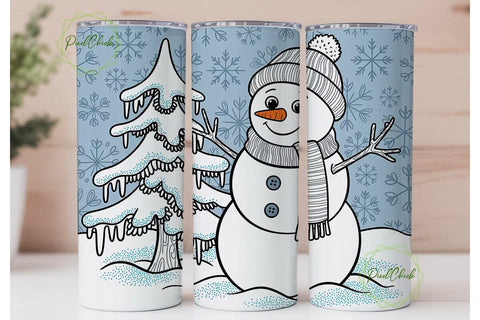 Sparkling Snowman Christmas 20oz Tumbler Sublimation PixelChick 