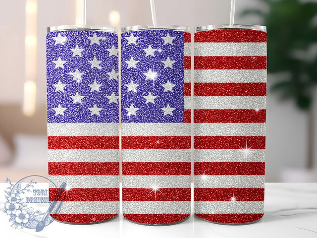 Sparkling Stars & Stripes Patriotic Tumbler, Fourth July Design, American Flag Cup, Sparkly USA Gift, Independence Day Present, Patriotic Drinkware, Sublimation Template Sublimation ToriDesigns 