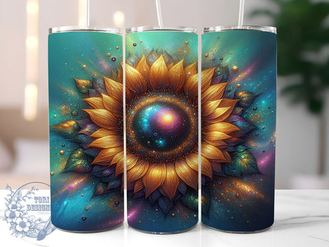 Sparkling Sunflowers 20oz Skinny Tumbler PNG, Sunflower Tumbler Sublimation Wrap, Straight & Tapered Tumbler Wrap, Instant Digital Download Sublimation ToriDesigns 