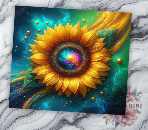 Sparkling Sunflowers 20oz Tumbler Wrap PNG, Sunflower Tumbler PNG Sublimation Design, Straight & Tapered Tumbler Wrap, Instant Digital Download Sublimation Li Zamperini 