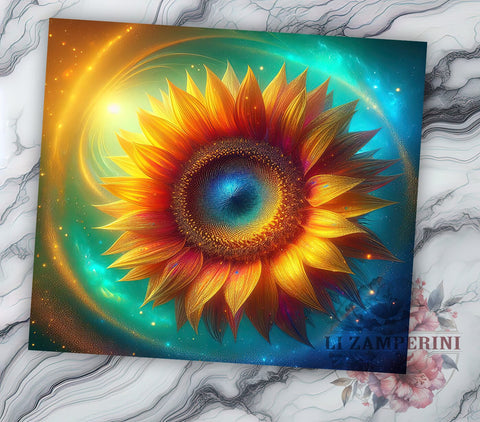 Sparkling Sunflowers 20oz Tumbler Wrap PNG, Sunflower Tumbler PNG Sublimation Design, Straight & Tapered Tumbler Wrap, Instant Digital Download Sublimation Li Zamperini 