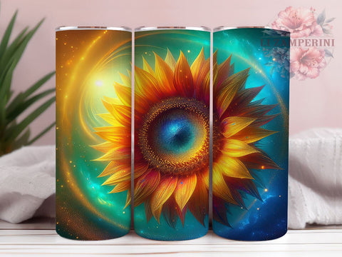 Sparkling Sunflowers 20oz Tumbler Wrap PNG, Sunflower Tumbler PNG Sublimation Design, Straight & Tapered Tumbler Wrap, Instant Digital Download Sublimation Li Zamperini 