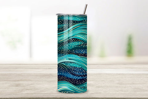 Sparkling Turquoise glitter Ombre Tumbler Wrap, teal PNG Sublimation FloridPrintables 