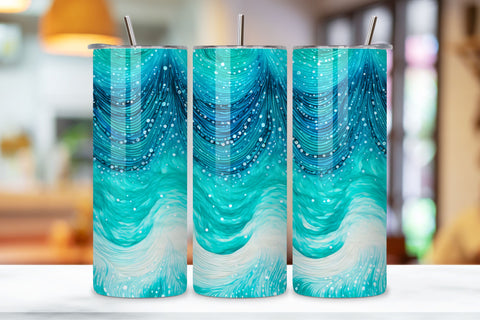 Sparkling Turquoise glitter Ombre Tumbler Wrap, teal PNG Sublimation FloridPrintables 
