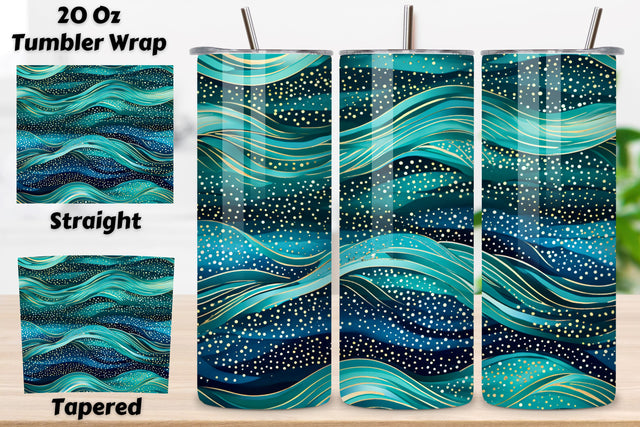 Sparkling Turquoise glitter Ombre Tumbler Wrap, teal PNG Sublimation FloridPrintables 