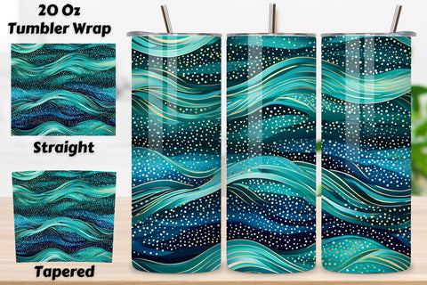Sparkling Turquoise glitter Ombre Tumbler Wrap, teal PNG Sublimation FloridPrintables 