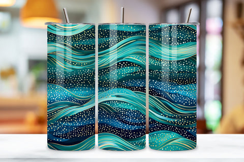 Sparkling Turquoise glitter Ombre Tumbler Wrap, teal PNG Sublimation FloridPrintables 