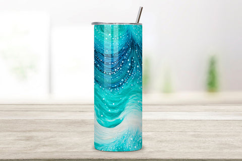Sparkling Turquoise glitter Ombre Tumbler Wrap, teal PNG Sublimation FloridPrintables 