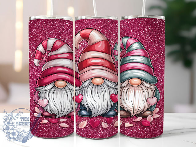 Sparkling Valentine Gnomes Hearts 20oz Tumbler, Valentine Gnomes, Sparkling Hearts, Love Theme, Sublimation Wrap, 20oz Tumbler, Romantic Aesthetic, Festive Charm Sublimation ToriDesigns 