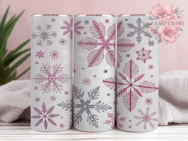 Sparkling Winter Snowflake Glitter Tumbler, Winter Snow Wrap, 20oz Tumbler Sublimation, Christmas Holiday Design, Festive Snowflake Tumbler, Sparkling Seasonal Wrap, Elegant Winter Sublimation Sublimation Li Zamperini 