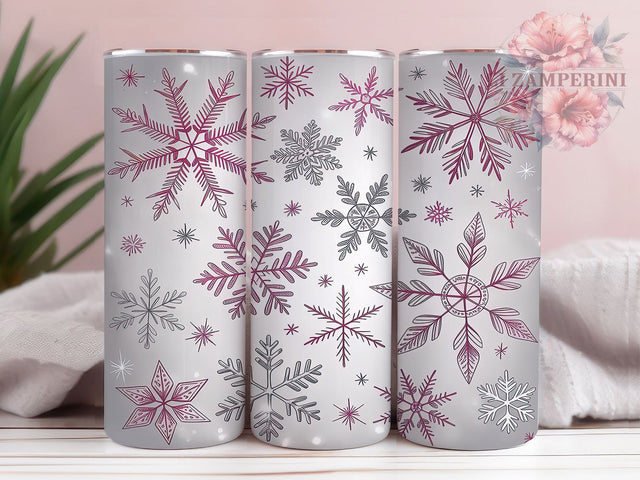 Sparkling Winter Snowflake Glitter Tumbler, Winter Snow Wrap, 20oz Tumbler Sublimation, Christmas Holiday Design, Festive Snowflake Tumbler, Sparkling Seasonal Wrap, Elegant Winter Sublimation Sublimation Li Zamperini 