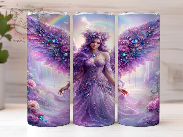 Sparkly Angel Purple Glitter Spiritual Tumbler Wrap, Purple Glitter PNG, 20oz Sublimation Design, Glitter Angel Art, Spiritual Tumbler Wrap, Heavenly Cup Design, Sparkly Angel PNG Sublimation Lara' s Designs 