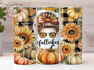 Sparkly Autumn Sunflower Fall Vibes Tumbler Wrap, Glitter Sunflower Design, Autumn Vibes Wrap, 20oz Fall Tumbler, Sparkly Sunflower Sublimation, Autumn Glitter Tumbler Sublimation Lara' s Designs 