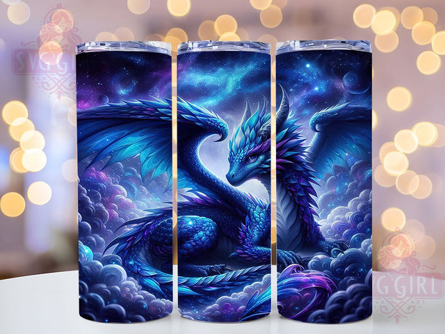 Sparkly Blue Glitter Dragon Tumbler, Blue Fantasy Wrap, 20Oz Skinny Tumbler, Glitter Dragon Sublimation, Magical Beast Design, Shimmering Dragon Wrap, Mythical Creature Tumbler Sublimation SvggirlplusArt 