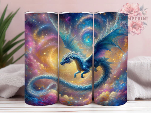 Sparkly Blue Magical Dragon Tumbler, Magical Dragon Wrap Design, Fantasy Sublimation PNG, Mystical Creature Aesthetic, 20oz Tumbler Sublimation, Glitter Dragon Art, Enchanted Fantasy Design Sublimation Li Zamperini 