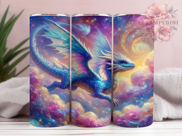Sparkly Blue Magical Dragon Tumbler, Magical Dragon Wrap Design, Fantasy Sublimation PNG, Mystical Creature Aesthetic, 20oz Tumbler Sublimation, Glitter Dragon Art, Enchanted Fantasy Design Sublimation Li Zamperini 