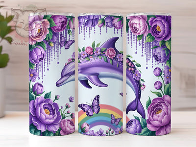 Sparkly Dolphin Purple Glitter Tumbler Wrap, Purple Glitter PNG, Ocean Animal Design, 20oz Tumbler Sublimation, Glitter Cup Wrap, Sea Life Tumbler, Sparkly Dolphin Art Sublimation Lara' s Designs 